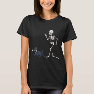 Camiseta Terrier Escocês Engraçado de Halloween e Esqueleto