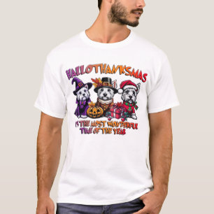Camiseta Térrier Escocês Halloween Dia de Ação de Graças Na