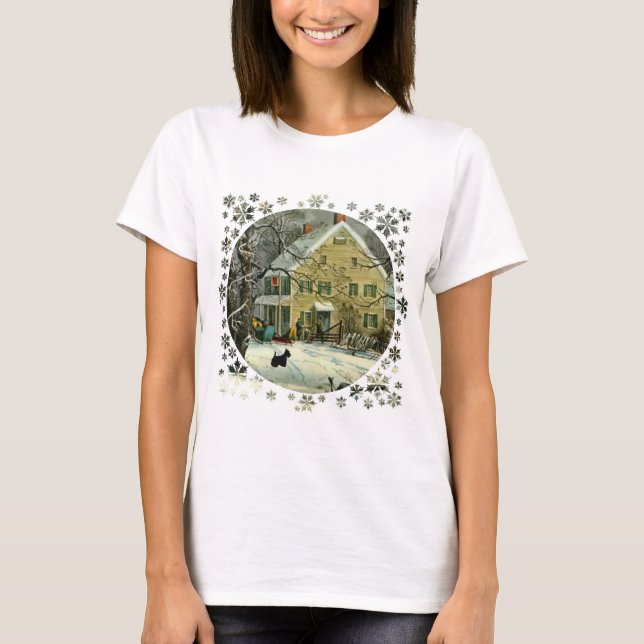 Camiseta Terrier Escocês Inverno à Antiga (Frente)