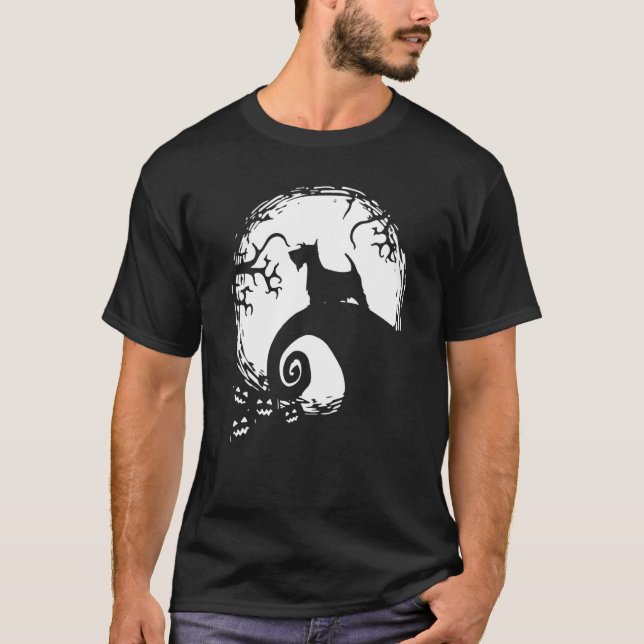 Camiseta Terrier Escocês Lua Halloween (Frente)