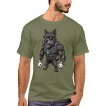 Terrier Escocês, musculoso, tatuado, fisiculturist