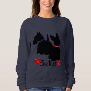 Camiseta Terrier Escocês/silhueta preta coleira rosa/azul