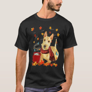 Camiseta Terrier Escocês Trigo Outono Chocolate Quente