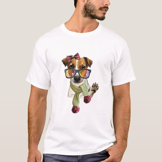 Camiseta Terrier Jack Russell fashionista hipster (Frente)