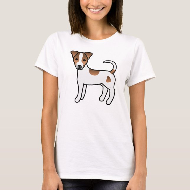 Camiseta Terrier Parson Russell de Capa Lisa Branco e Bege (Frente)