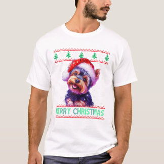 Camiseta Terrier Santa Hat Ugly Xmas