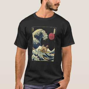 Camiseta Terrier Skye Onda Japonesa Kanagawa Cão de Surf