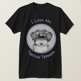 Camiseta Terrier tibetano que pinta - arte original bonito