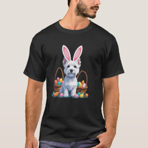 Camiseta Térrier West Highland da Páscoa, Cão Westie, Orelh