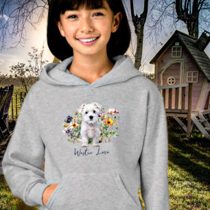 Camiseta Terrier West Highland e Flores Silvestres