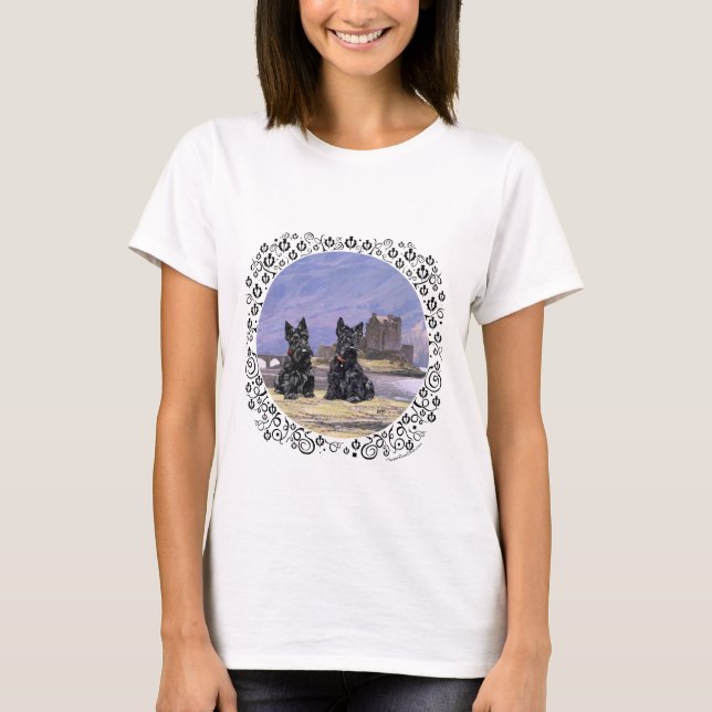 Camiseta Terriers escoceses no Castelo Eilean Donan (Frente)