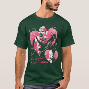 Camiseta Terrifier Eu Amo Arte Dia dos Namorados Assustador