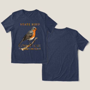 Camiseta Território de Connecticut Pássaro Turdus Migratori