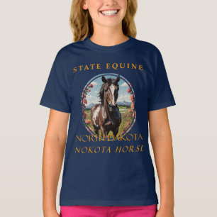 Camiseta Território de Dakota do Norte Cavalo O Nokota