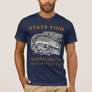 Camiseta Território de Dakota do Norte O Peixe Lúcio do Nor