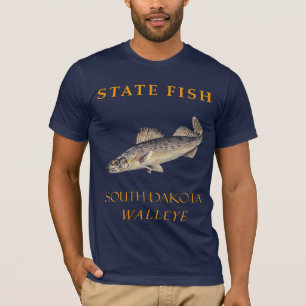 Camiseta Território de Dakota do Sul Peixes O Walleye