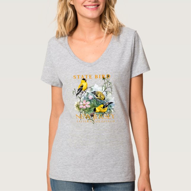 Camiseta Território de Nova Jersey Ave O Pintassilgo Americ (Frente)