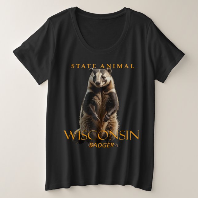 Camiseta Território de Wisconsin Animal O Texugo (Frente do Design)