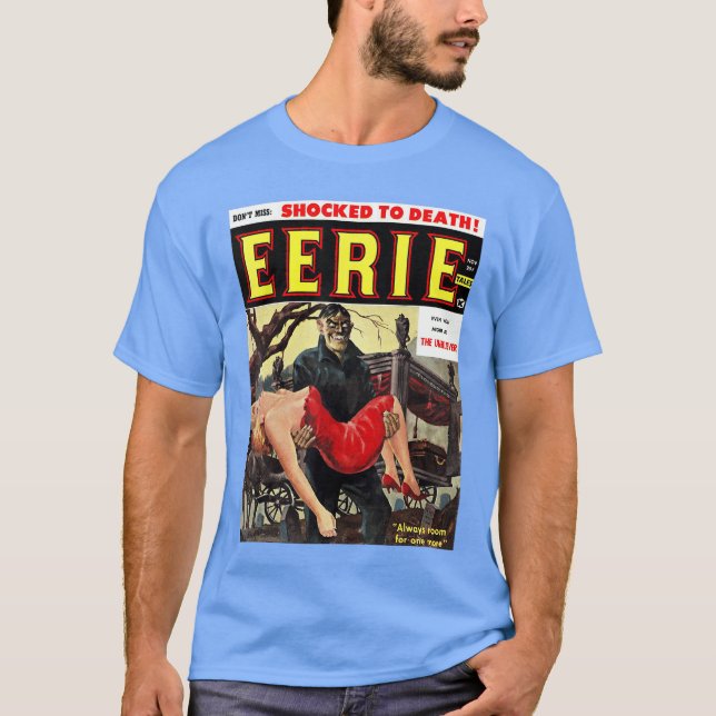 Camiseta Terror Clássico Estilo de Quadrinhos de Terror Mon (Frente)