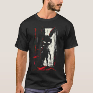Camiseta Terror Coelho Mau Coelho Assassino Porta Assustado