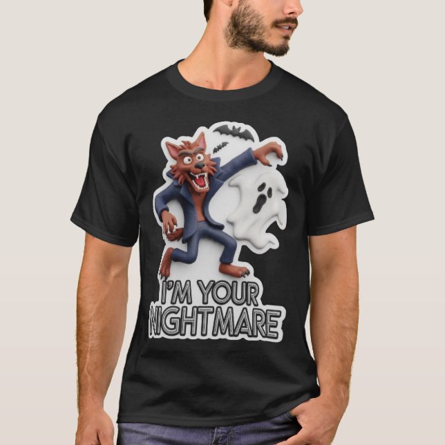 Camiseta Terror de Halloween com fantasma de lobisomem (Frente)