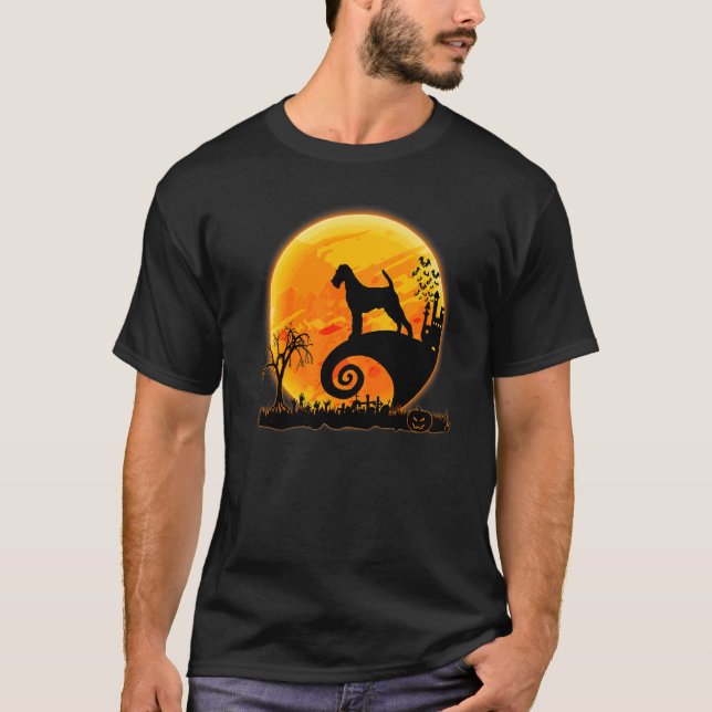 Camiseta Terrorífico Cão Terrier Irlandês E Lua Fantasia De (Frente)