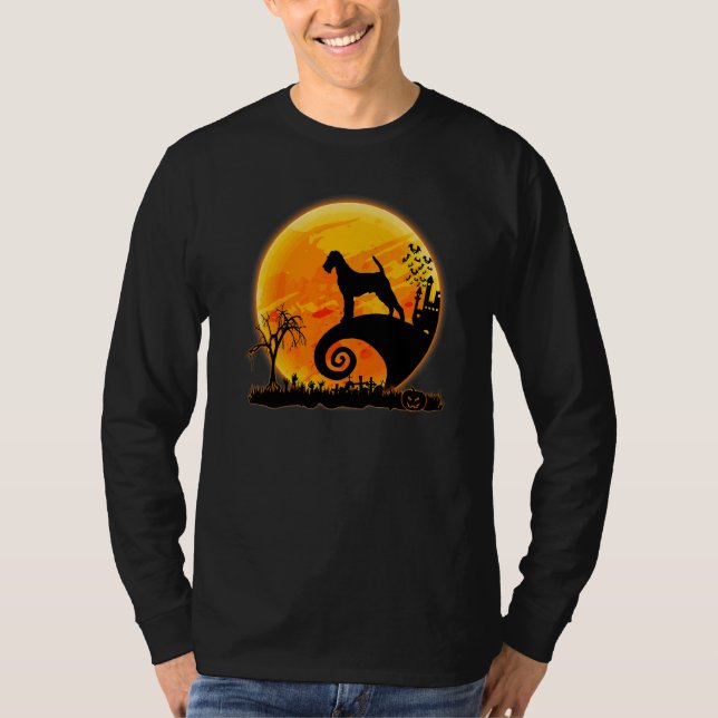 Camiseta Terrorífico Cão Terrier Irlandês E Lua Fantasia De (Frente)