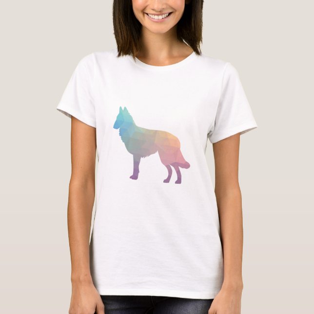 Camiseta Tervuren Cão Padrão Geométrico Silhouette Pastel (Frente)