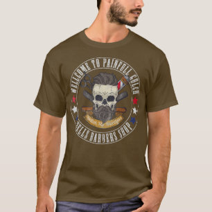 Camiseta tesoura comprada de barbeiro esqueleto lâmina lâmi