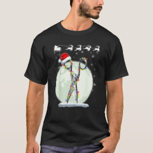 Camiseta Tesoura de cabeleireiro de Natal com Papai Noel H