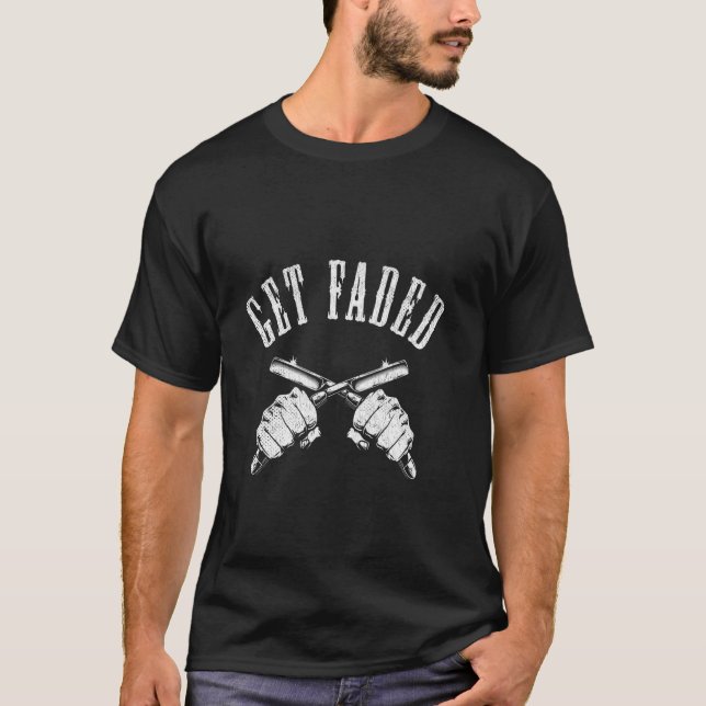 Camiseta Tesoura De Cabelo Design Barbeiro Get Faded Cabele (Frente)