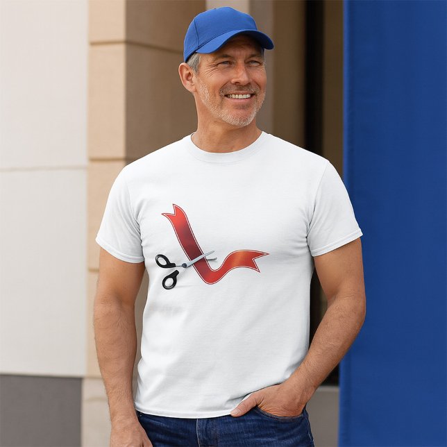 Camiseta Tesoura de Celebração de Grande Abertura Cortando  (Criador carregado)