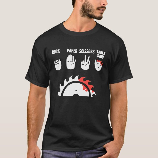Camiseta Tesoura de Papel Rock Carpenter e Trabalhadores de (Frente)