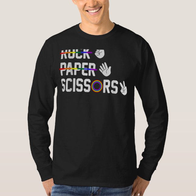 Camiseta Tesoura De Papel Rock Gay Lgbt Pride Lgbt Lésbica (Frente)