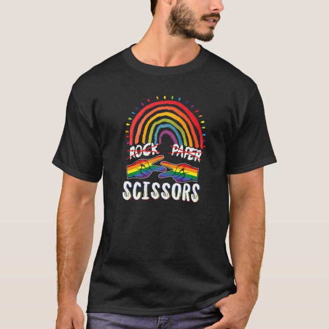 Camiseta Tesoura De Papel Rock Lgbt Q Orgulho gay Proud All (Frente)