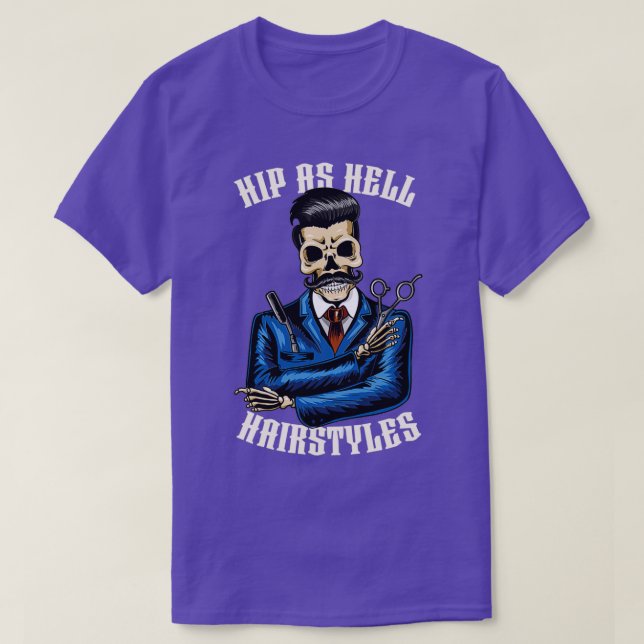 Camiseta Tesoura do compro de barbeador do esqueleto da anc (Frente do Design)