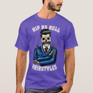 Camiseta Tesoura do compro de barbeador do esqueleto da anc