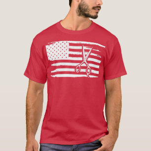 Camiseta Tesoura Hair Stylist Hairdresser na bandeira Ameri