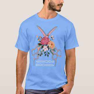 Camiseta Tesoura Hairdresser Hairstylist Floral