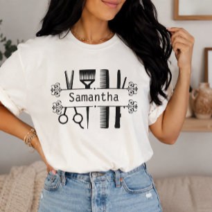 Camiseta Tesoura Personalizada de Estilista de Cabelo Cabel