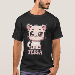 Camiseta Tessa Cute Kitty Cat Design para Meninas Nome Tess