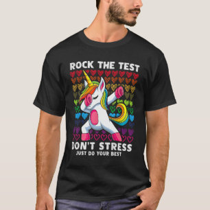Camiseta Test Day Rock The Test Dabbing Unicorn Boys Girls