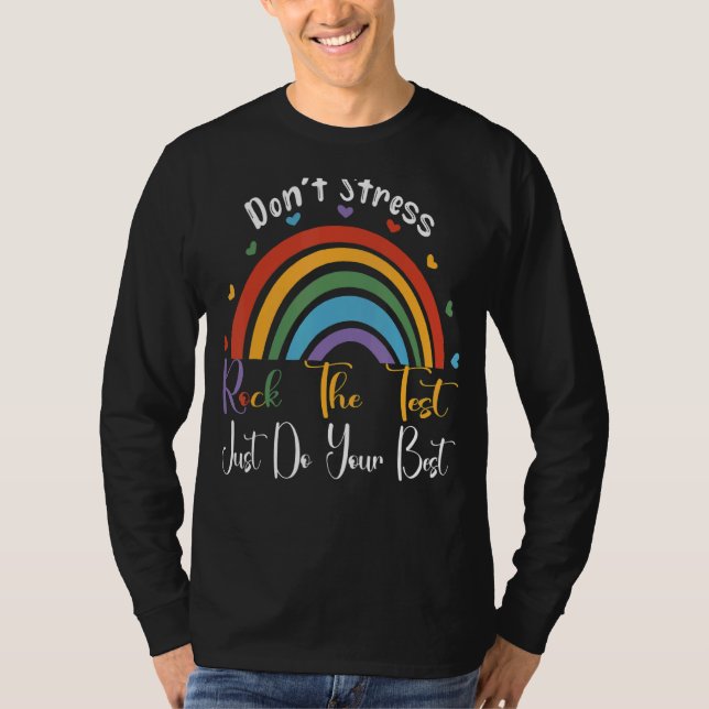 Camiseta Test Day Rock The Test Day Rainbow Teacher (Frente)