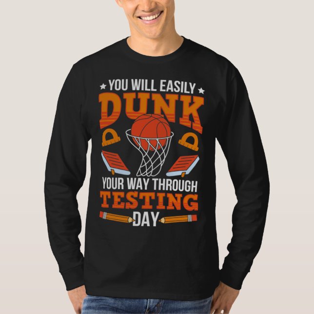 Camiseta Test Day School Teacher Basketball Dunk Testing Da (Frente)