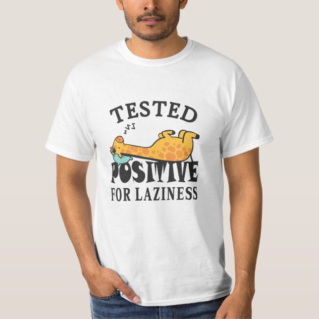 Camiseta Testado positivo para a preguiça Girafa (Frente)