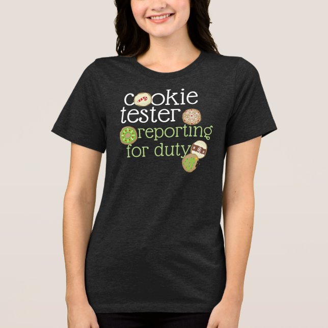 Camiseta testador de biscoitos se apresentando para o servi (Frente)