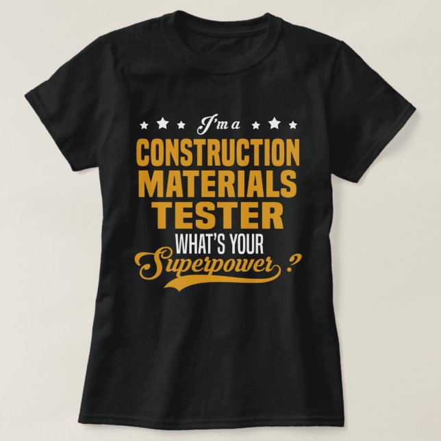 Camiseta Testador de Materiais de Construção (Frente do Design)