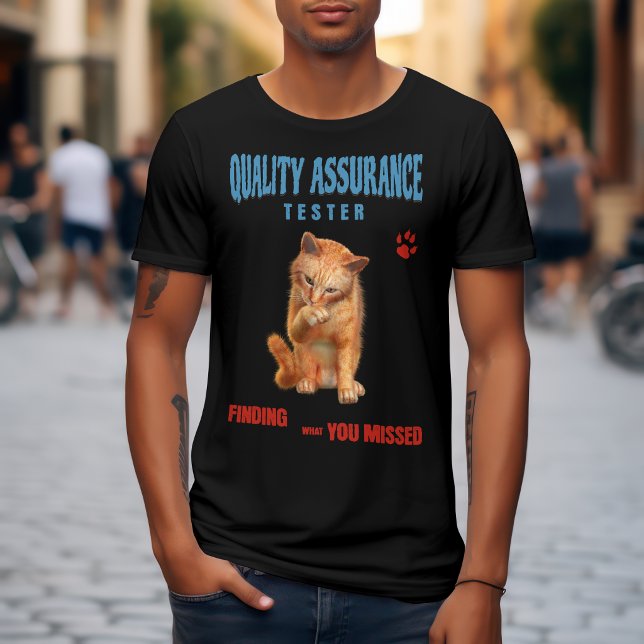 Camiseta Testador de QA Humor de Gato (Criador carregado)