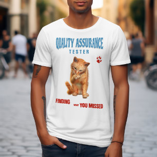 Camiseta Testador de QA Humor de Gato