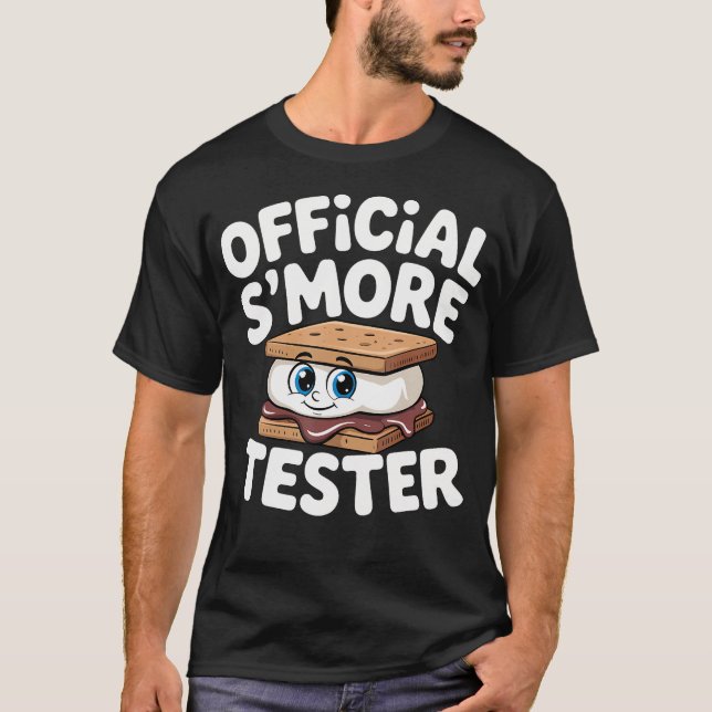 Camiseta Testador Oficial de Marshmallow para Acampamento e (Frente)
